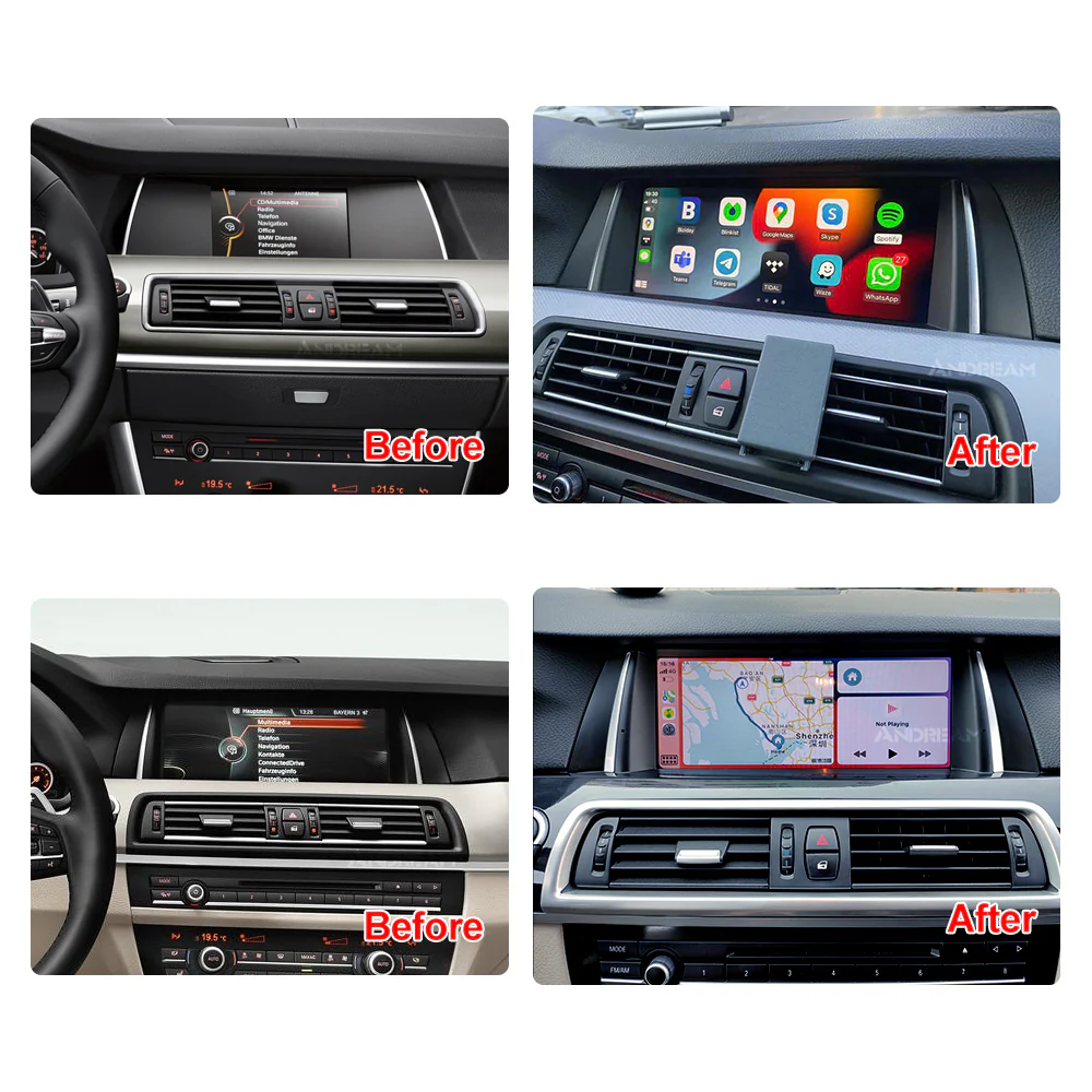 Andream 10.25” wireless Apple CarPlay & Android Auto display BMW 5 F10