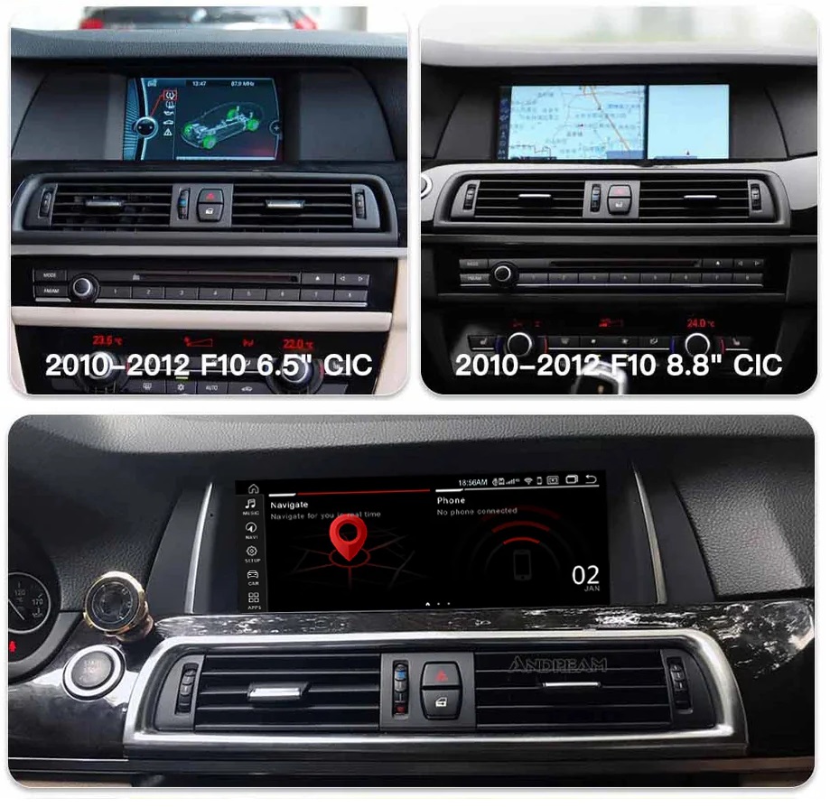 Andream 10.25” Android screen with Apple CarPlay & Android Auto for BMW 5 F10