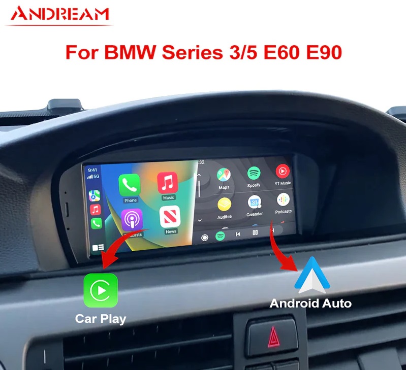 Andream 8.8” wireless Apple Carplay & Android Auto display BMW 3 & 5 E90 E60