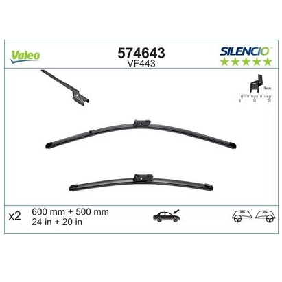 VALEO Front wiperblade set VF443