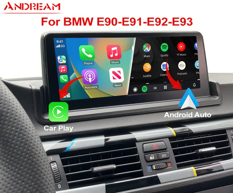 Andream 10.25” draadloos Apple CarPlay & Android Auto display BMW 3 E90