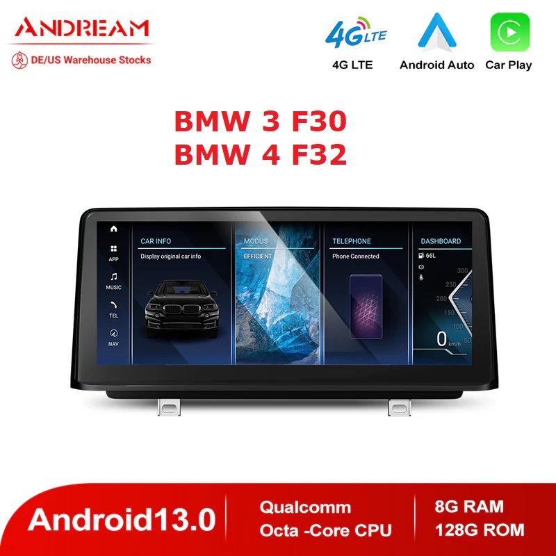 Andream 10.25” Android screen with Apple CarPlay & Android Auto for BMW 3 & 4 F30 F32