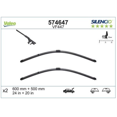 [574647] VALEO Voorste ruitenwisserset VF447