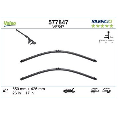 [577847] VALEO Voorste ruitenwisserset VF847
