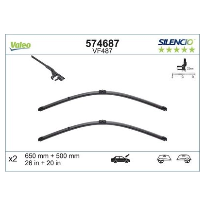 [574687] VALEO Front wiperblade set VF487