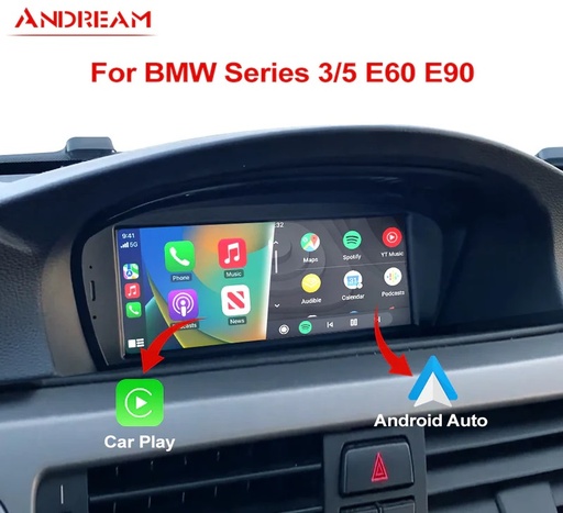 Andream 8.8” wireless Apple Carplay & Android Auto display BMW 3 & 5 E90 E60