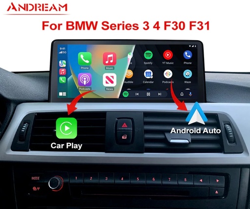 [EW960QLCPNB] Andream 10,25” draadloos Apple CarPlay & Android Auto display BMW 3 & 4 F30