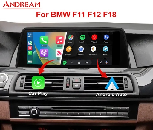 Andream 10.25” wireless Apple CarPlay & Android Auto display BMW 5 F10
