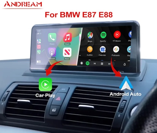 Andream 10.25” wireless Apple CarPlay & Android Auto display BMW 1 E81 E82 E87 E88